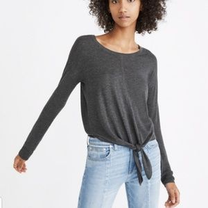Madewell gray modern tie front sweater